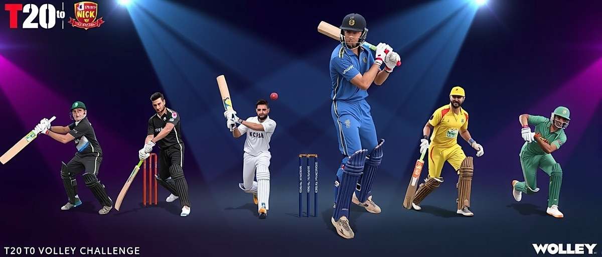 Upcoming Legends Mode in T20 to Volley Challenge Concept art for T20 to Volley Challenge Legends Mode showing cricket legend characters