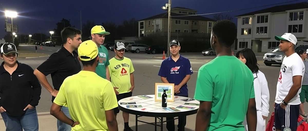 T20 to Volley Challenge Community Meetup T20 to Volley Challenge community meetup showing players gathered for a local tournament with game merchandise