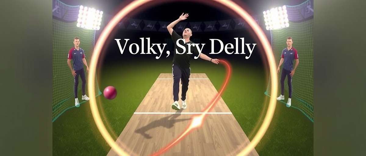 T20 to Volley Challenge Bowling Techniques T20 to Volley Challenge gameplay showing a bowler executing a spin delivery with special effects